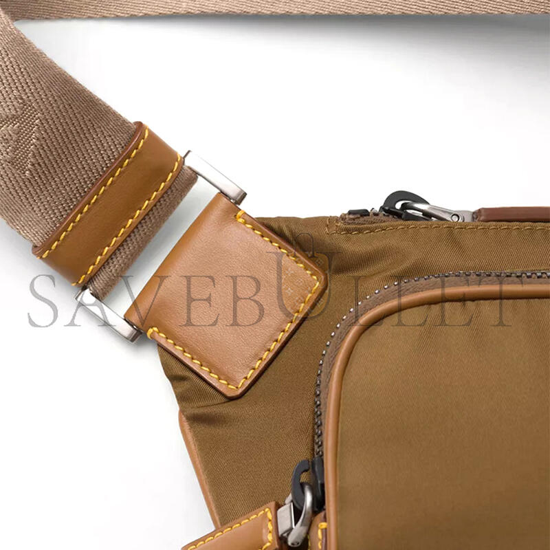Pra*a re-nylon and leather belt bag 2vh128 (19*13*2.5cm)